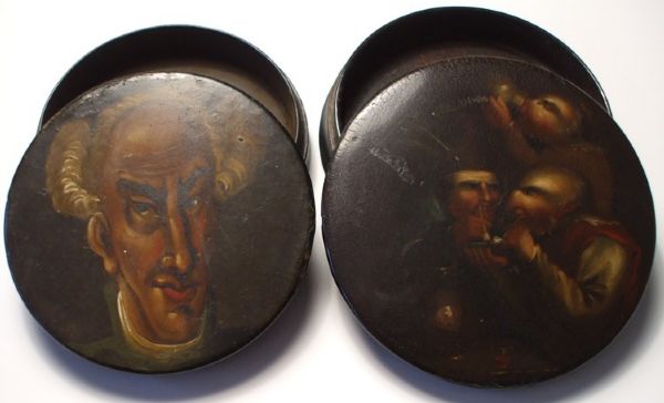 Pair Hand-painted Snuff Boxes