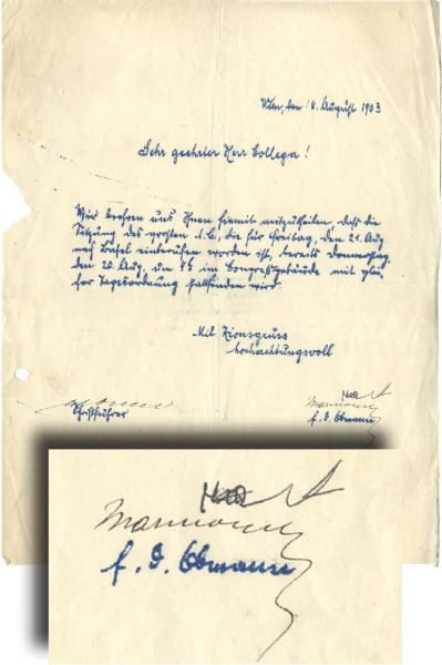 Theodor Herzl Signed Letter
