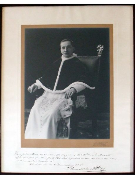 Pope Benedict XV signed photograph to New York Herald Publisher