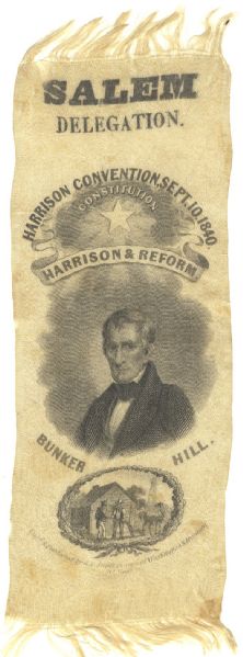 Scarce William Henry Harrison Presidential Delegate Ribbon