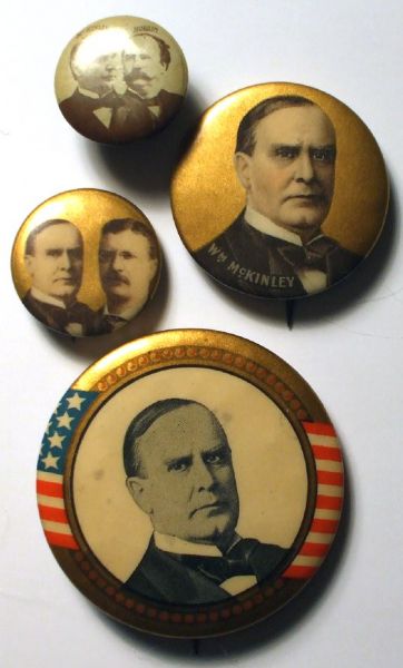 Four President McKinley Campaign Pinbacks