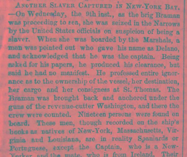 A Slave Ship Siezed in New York