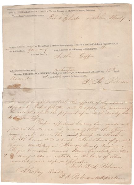 West Virginia Slave Document