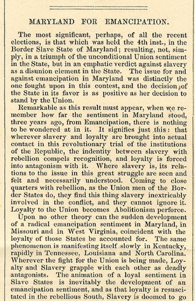 Will Maryland Free Her Slaves?