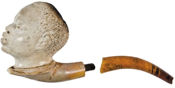 Antique Carved Meerschaum Tobacco Pipe of Black Boy’s Head, With Its Original Case