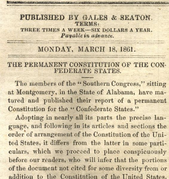 The Confederate Constitution is Adopted