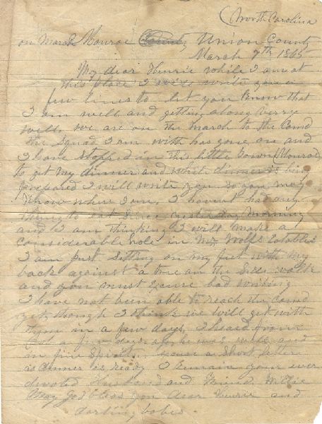 4th Mississippi Cavalry Soldiers Letter