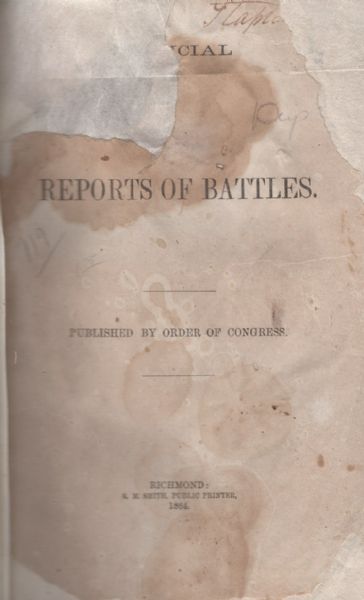The Confederate Congress Reports the Battles