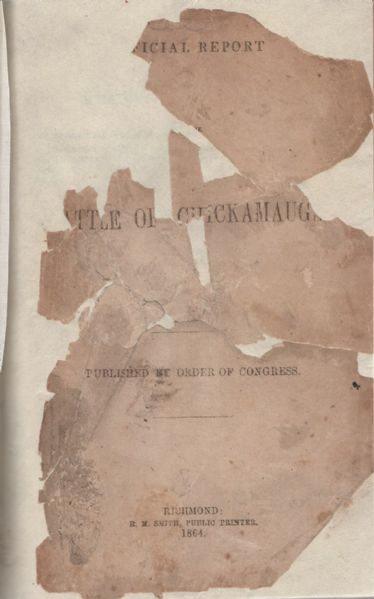Confederate Book, Battle Chickamuaga