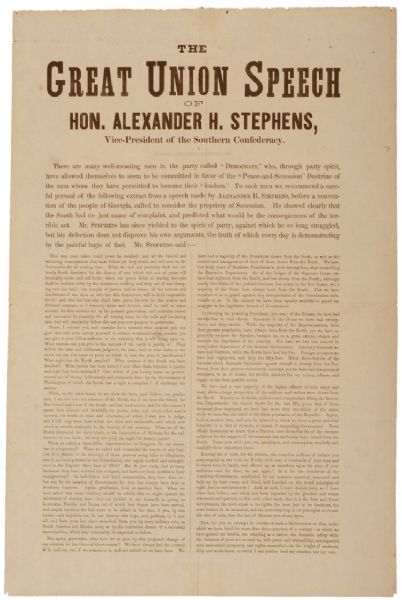 Alexander Stephens Opposes Secession