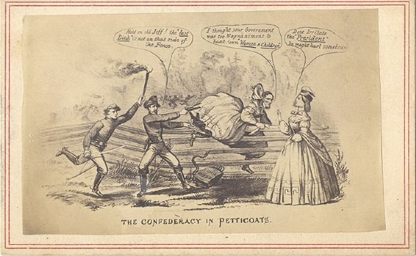 Confederate President Jefferson Davis escaping in woman's clothes 