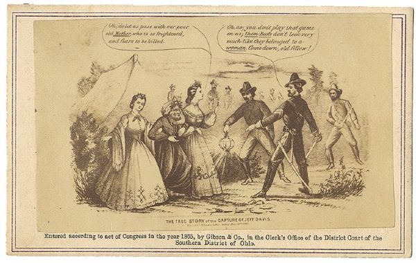 Jefferson Davis Escaping his captors in woman's clothes