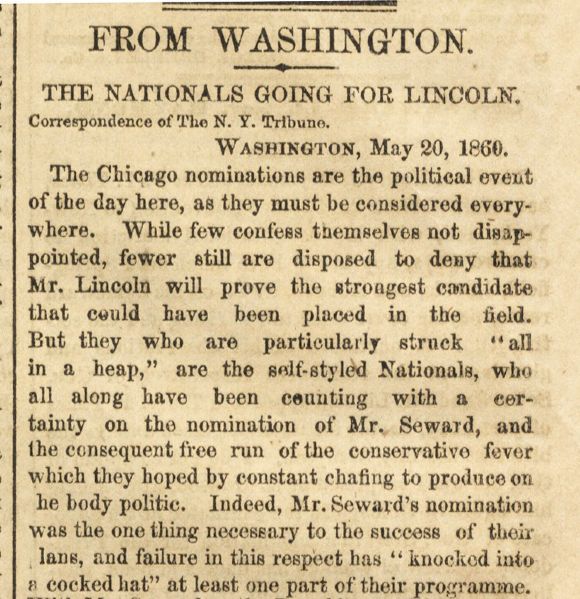 Candidate Lincoln Reports Fill the New York Tribune