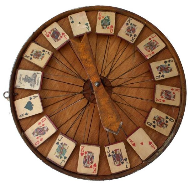 Hand Crafted Gambling Wheel Made From An Antique Bicycle Wheel