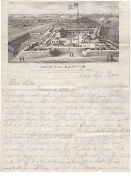 Soldier Art Work On Fort Marshall, Baltimore, Sachse, Jewish Firm Stationery. 