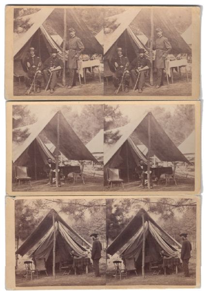 Three Stereoviews of Albert Myer - The Father of the U.S. Army Signal Corps