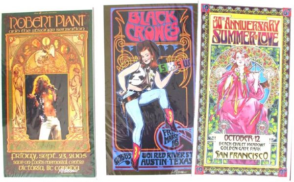 A Group of Three Bob Masse Signed Rock ‘n Roll Posters