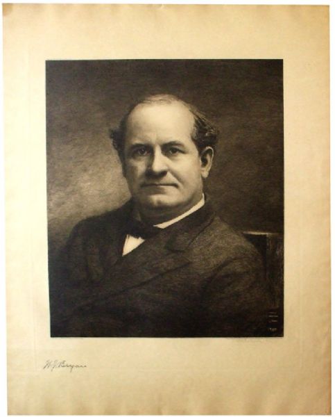William Jennings Bryan Signed 1908 Campaign Engraving