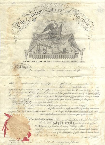 Fine James Buchanan Signed Patent Document