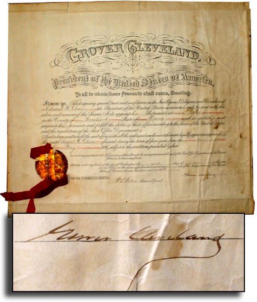 Highly Displayable Grover Cleveland Signed Presidential Document