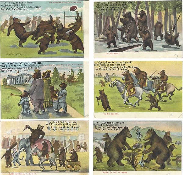 Set of Six Pro-Theodore Roosevelt Postcards