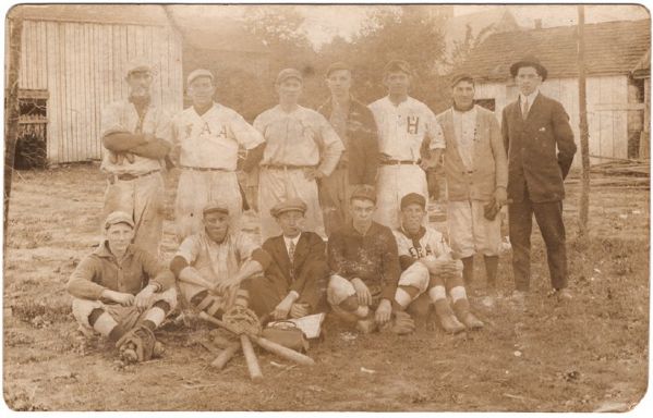 Real Photo Post Card of 1910 Baseball Team. 