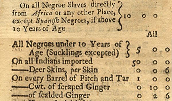 The Colonies Collecting Duties on Imported Slaves