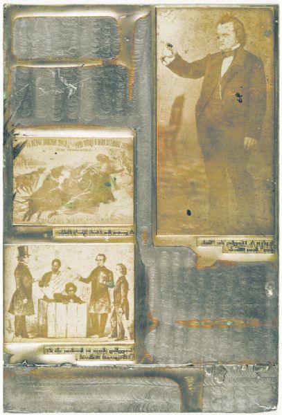 Historic Vintage Metal Letterpress Illustration Printing Plate -  Henry Box Brown, Uncle Tom's Cabin and Stephen Douglas