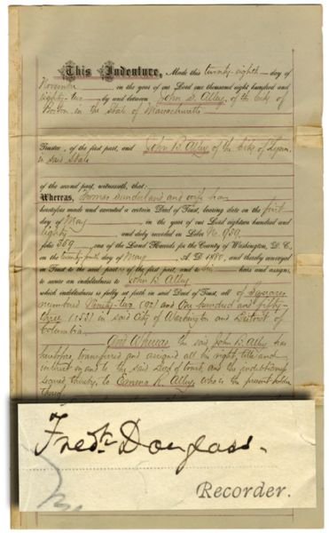 Deed of Trust Signed by Frederick Douglass