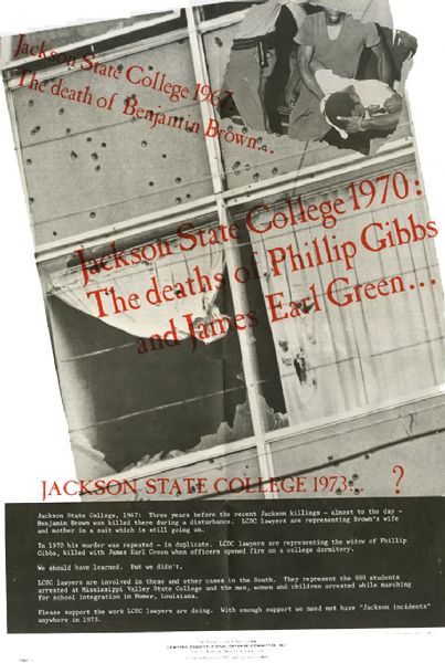 Jackson State College Mailing Broadsheet on the Deaths of Phillip Gobbs and James Earl Green