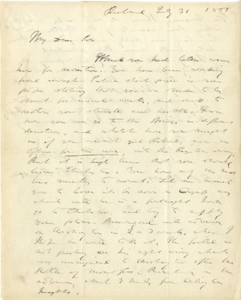 Fiery Secessionist Rhett Letter to His Son - 1861