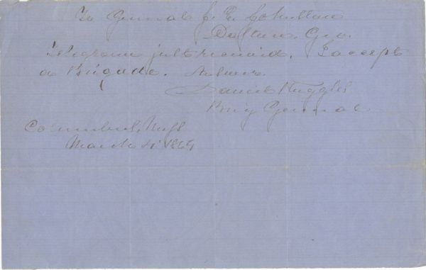 General Ruggles Writes General Johnston Accepting a Brigade