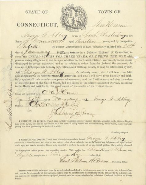 1st Connecticut Heavy Artillery Document