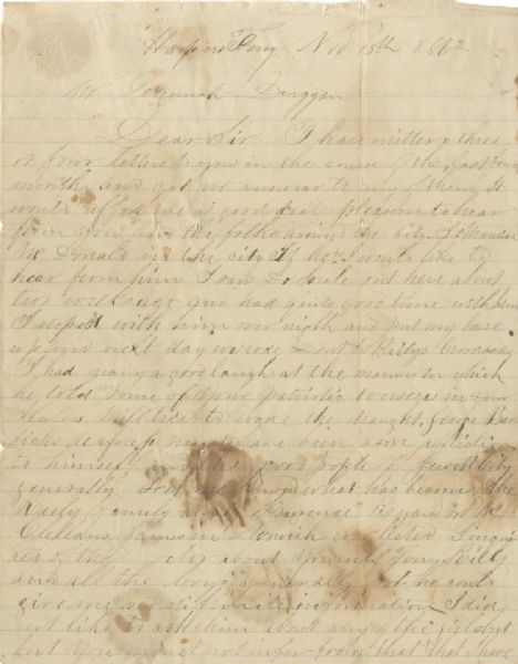 Sutler letter from Harper's Ferry