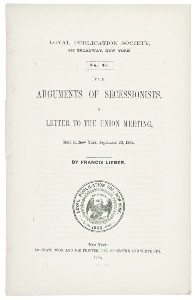  ARGUMENTS OF SECESSIONISTS. A LETTER TO THE UNION MEETING 