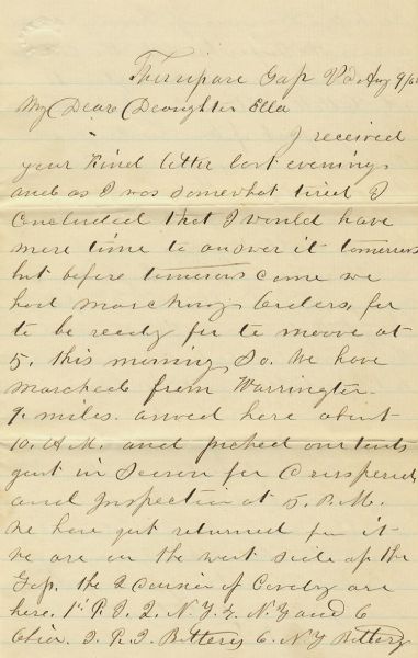 1st Rhode Island Cavalry Letter