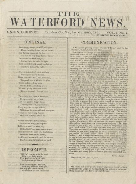  In Confederate Virginia, A Union-Supporting Virginia Newspaper, Published By Quaker Women