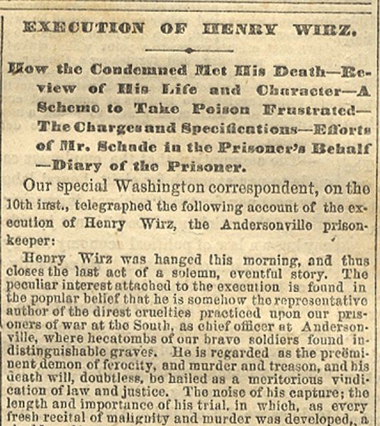Wirz Was Hanged at the Old Capitol Prison