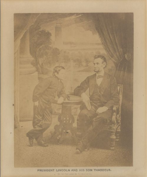 Abraham Lincoln and son Albumen photograph by Alexander Gardner February 5, 1865