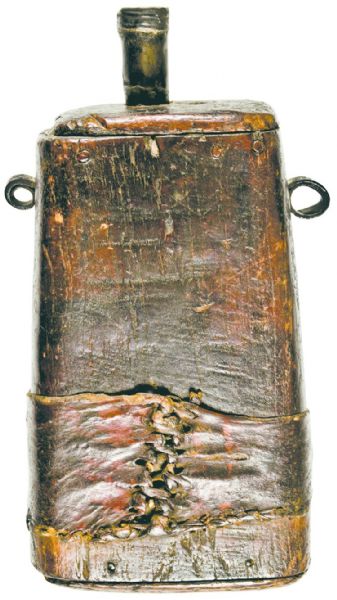 Decorative Wood & Metal Powderflask Early 18th Century 