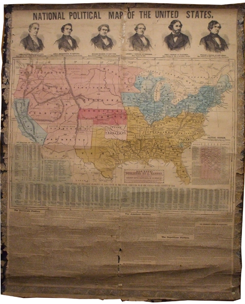 Color Printed Political Map For 1856