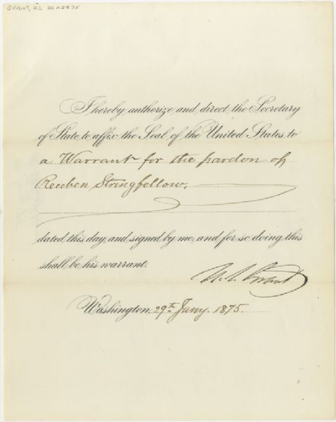 President Grant Issues a Pardon