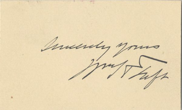 President William Howard Taft Signed Card