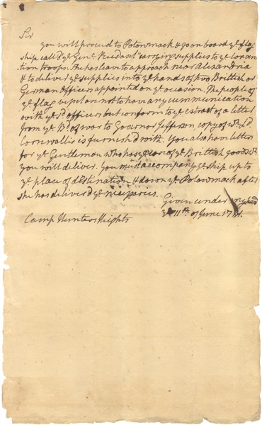 Instructions Given to a Currier For the Congressional Peace Commssion