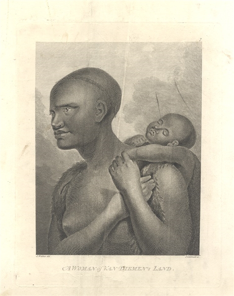 Very Early Engraving of a Black Woman and Her Child