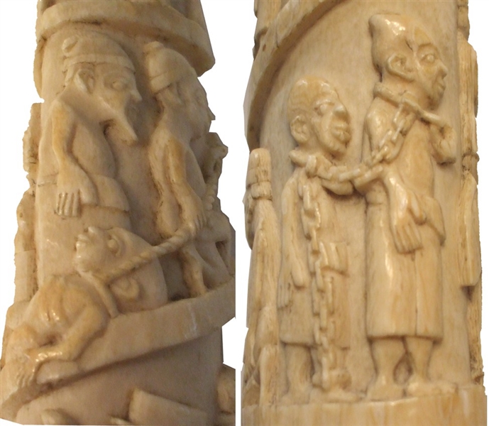 Museum Quality Carved Tusk With Slavery Motifs