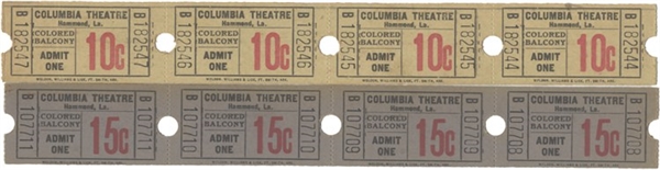 Movie Theatre Tickets for Colored Balcony Seating Hammond, Louisiana