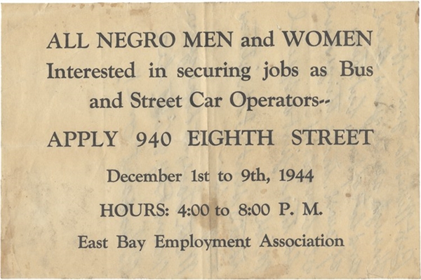 Negro Men and Women needed to drive buses and street cars in Chicago