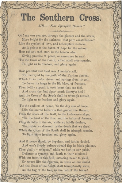 The Southern Cross Patriotic Song Sheet