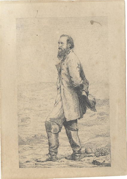 Very Rare Period Engraving of Stonewall Jackson Struck by the Artist